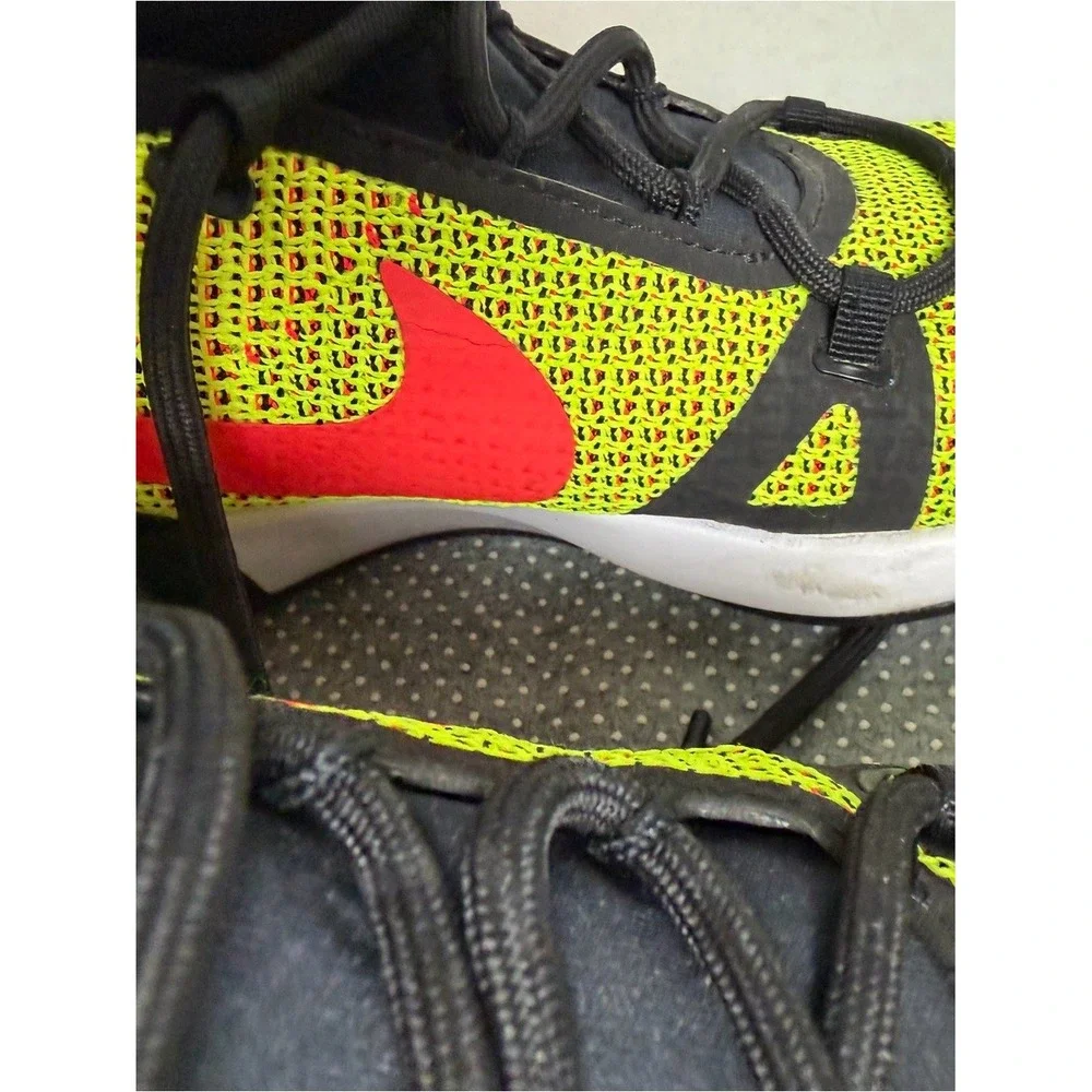 Nike Kids' DualRacer Running Shoes - Neon Yellow with Red Swoosh